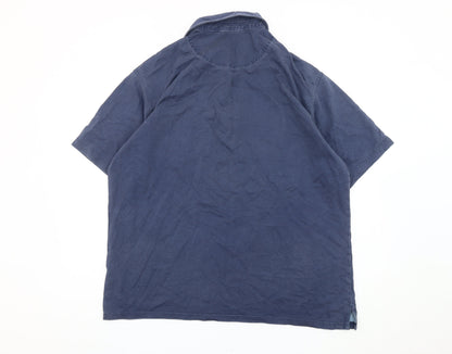 Marks and Spencer Men's Blue Cotton Polo Shirt Size L Short Sleeve