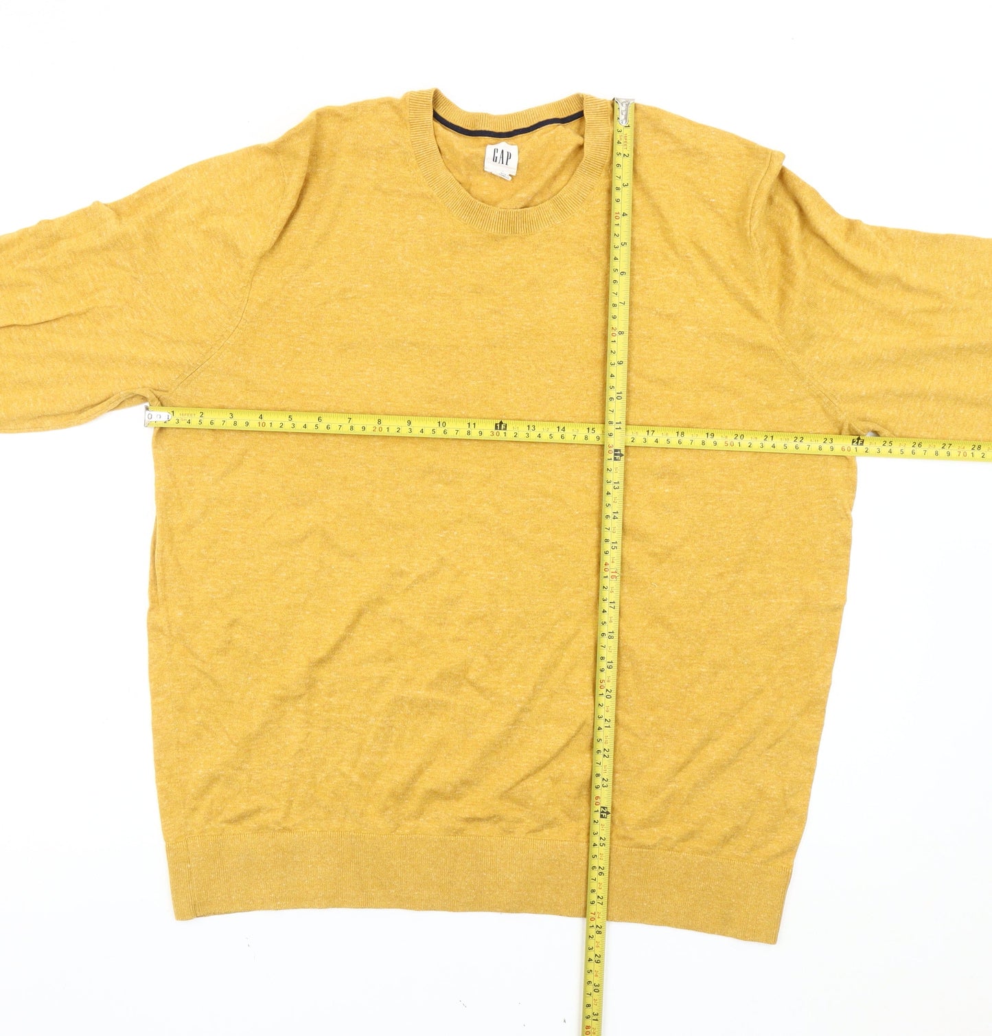 GAP Men’s Yellow XL Cotton Blend Crew Neck Pullover Jumper