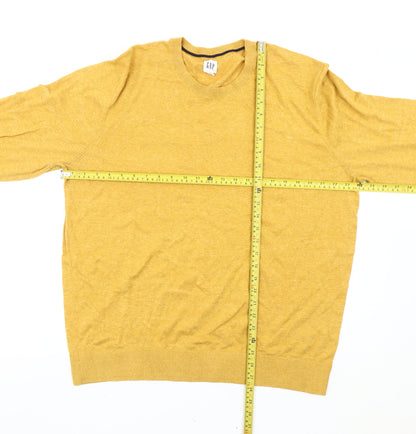 GAP Men’s Yellow XL Cotton Blend Crew Neck Pullover Jumper