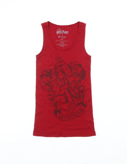 Harry Potter Gryffindor Women Red Tank Top L Cotton Scoop Neck