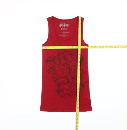 Harry Potter Gryffindor Women Red Tank Top L Cotton Scoop Neck