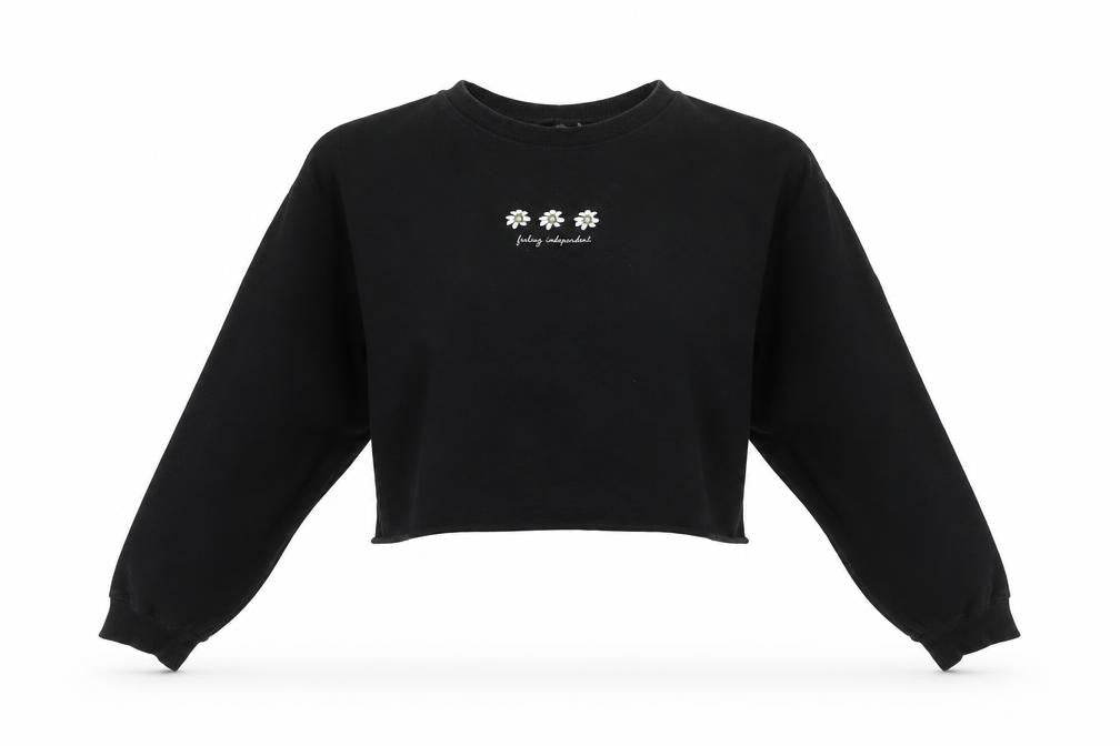 Womens UK Size S Divided Black Cropped T-Shirt