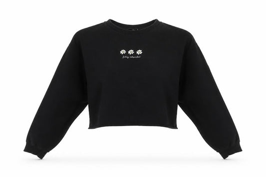 Womens UK Size S Divided Black Cropped T-Shirt