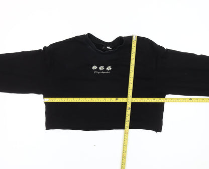 Womens UK Size S Divided Black Cropped T-Shirt