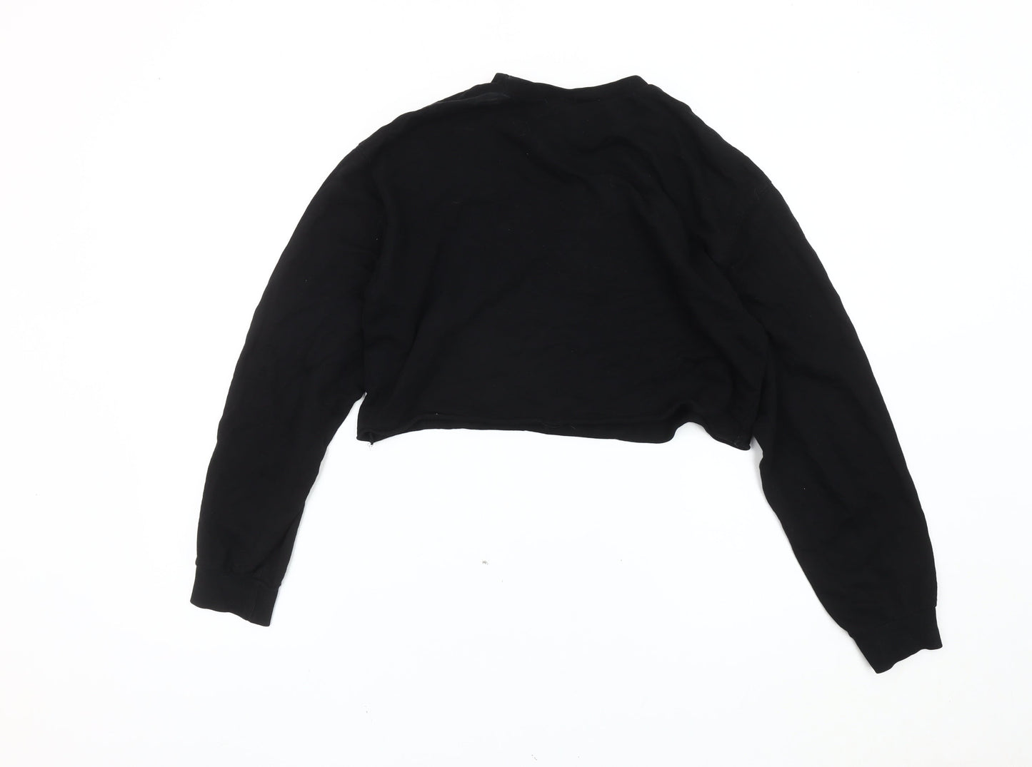 Womens UK Size S Divided Black Cropped T-Shirt