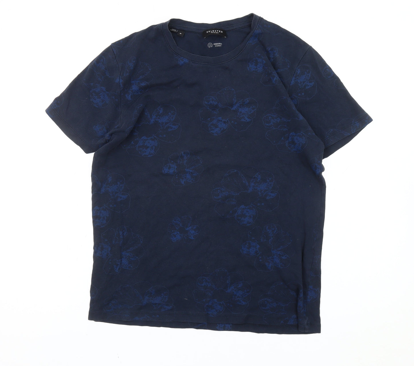 Selected Homme Men’s Blue Floral Organic Cotton T-Shirt Size M