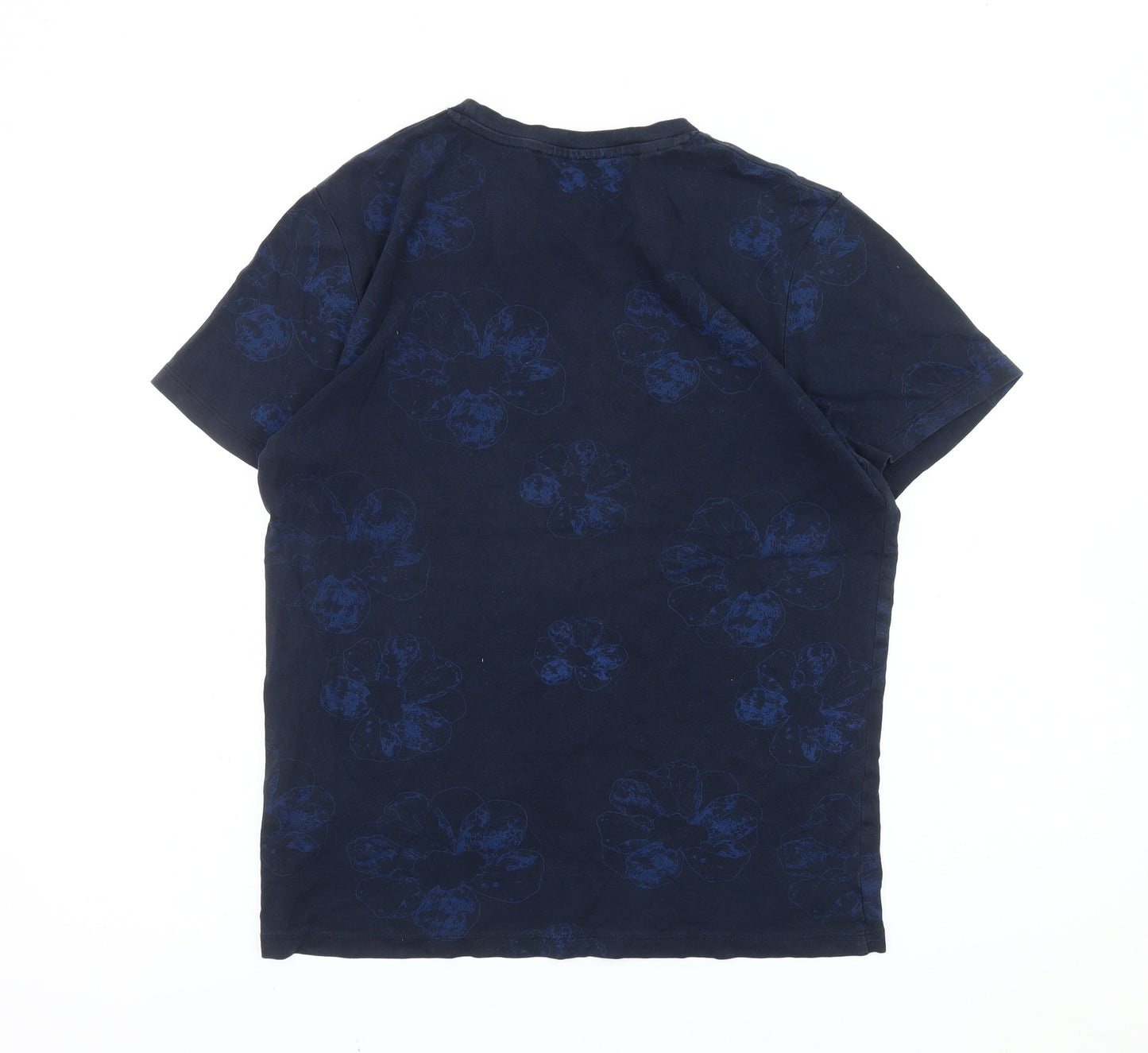 Selected Homme Men’s Blue Floral Organic Cotton T-Shirt Size M