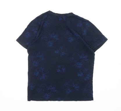 Selected Homme Men’s Blue Floral Organic Cotton T-Shirt Size M