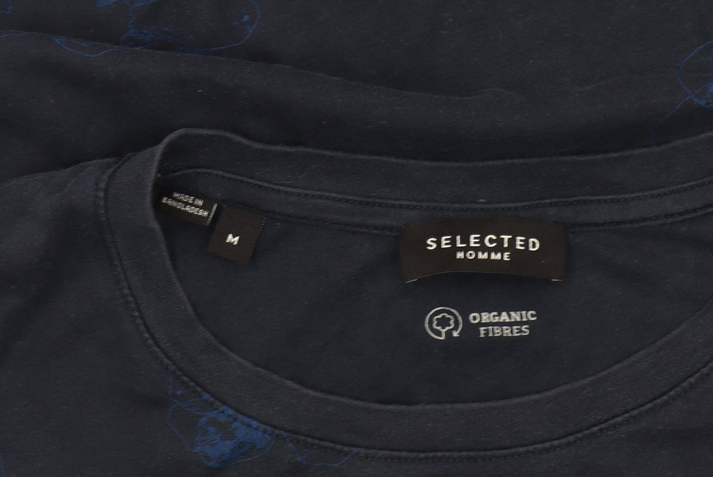 Selected Homme Men’s Blue Floral Organic Cotton T-Shirt Size M