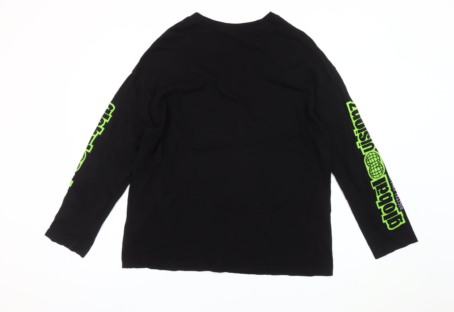 H&M Boys Black Long Sleeve Graphic Logo T-Shirt Size 14+ Cotton