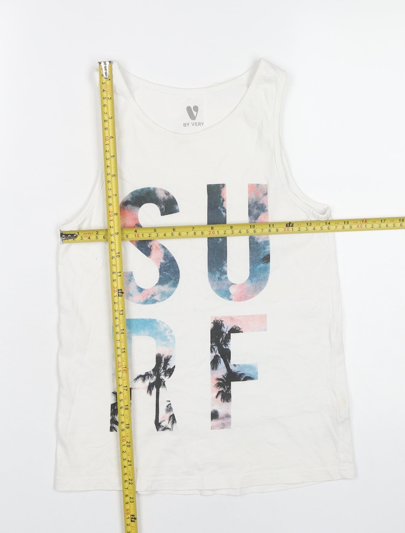 Very Boys White Surf Tank Top 11 Years Cotton Sleeveless Summer Tee
