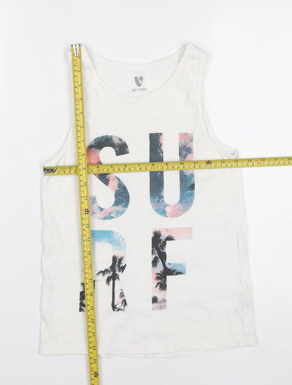 Very Boys White Surf Tank Top 11 Years Cotton Sleeveless Summer Tee