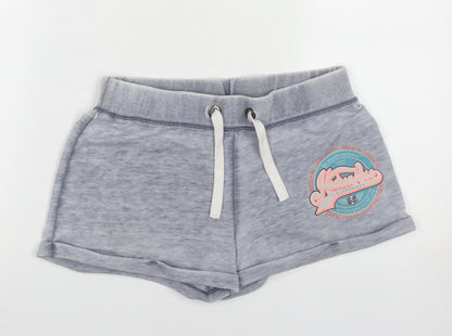 New Look Women’s Grey Sweat Shorts Size 10 Logo Drawstring Casual