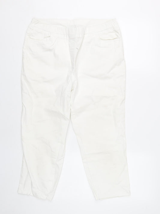 Damart Women’s White Jeans Size 14 Straight Elastic Waist