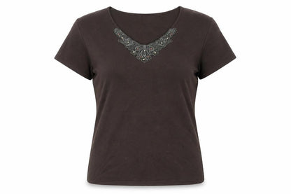 Womens UK Size 12 Bonmarché Brown Basic T-Shirt