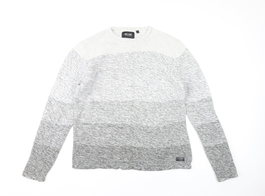 Only & Sons Mens Grey Cotton Knit Jumper L Crew Neck Long Sleeve