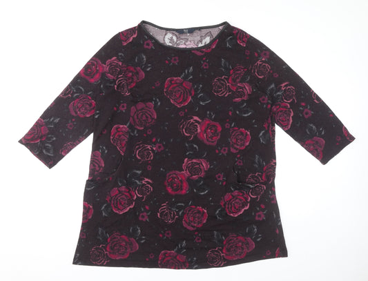 Isle Women’s Multicoloured Floral Tunic Blouse L 3/4 Sleeve Knit
