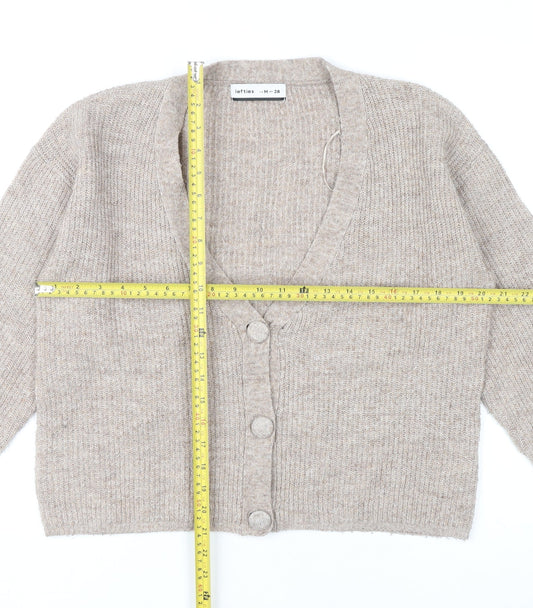 Lefties Womens Beige Knit Cardigan Size 12 V-Neck Long Sleeve