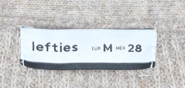 Lefties Womens Beige Knit Cardigan Size 12 V-Neck Long Sleeve
