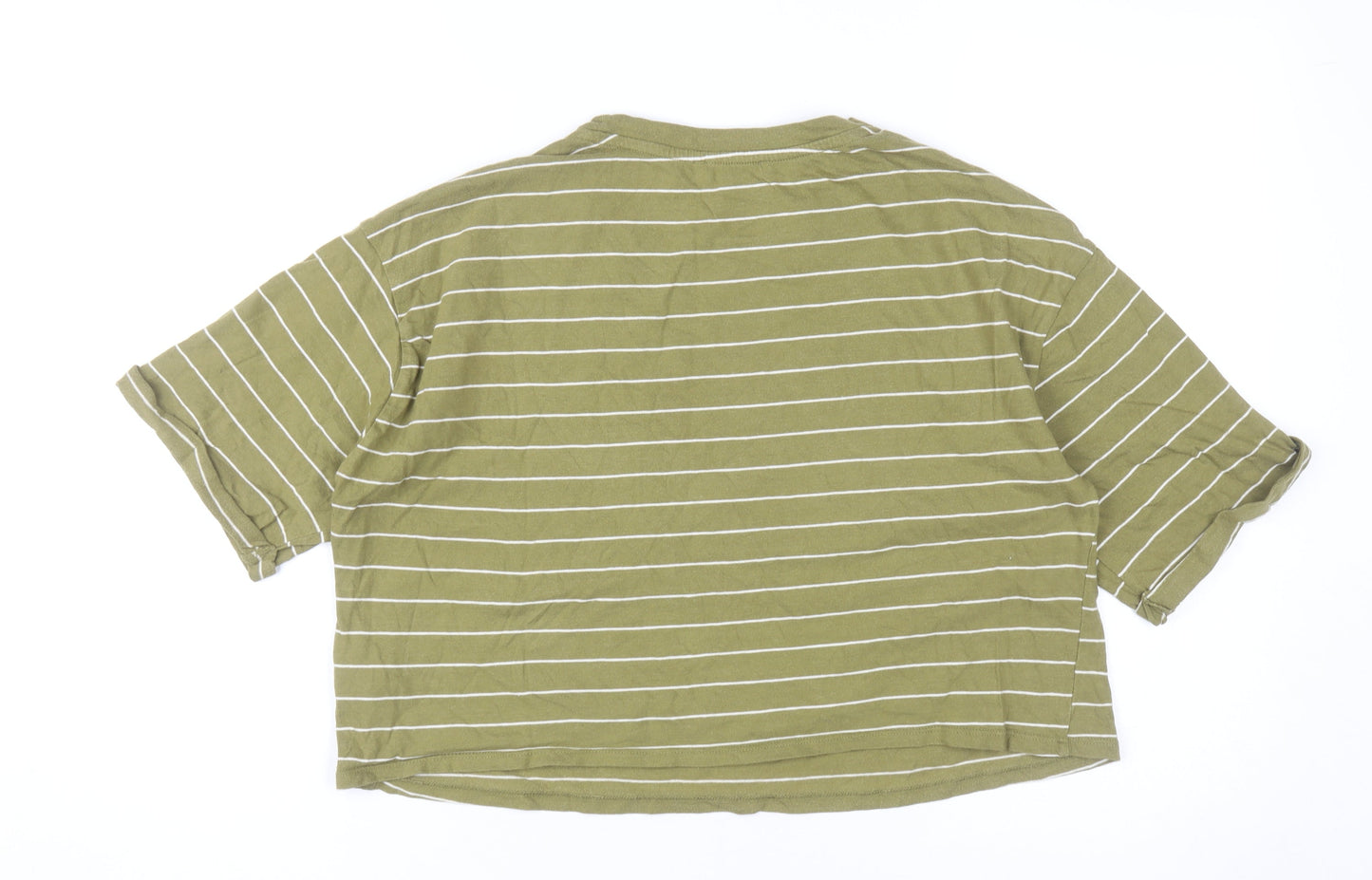 Womens UK Size M FOREVER 21 Green Cropped T-Shirt