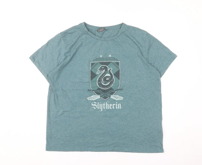 Womens UK Size L Harry Potter Green Basic T-Shirt