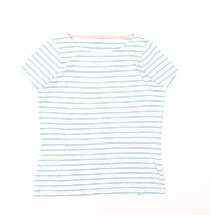 Boden Womens Blue White Striped Cotton T-Shirt UK 12 Short Sleeve