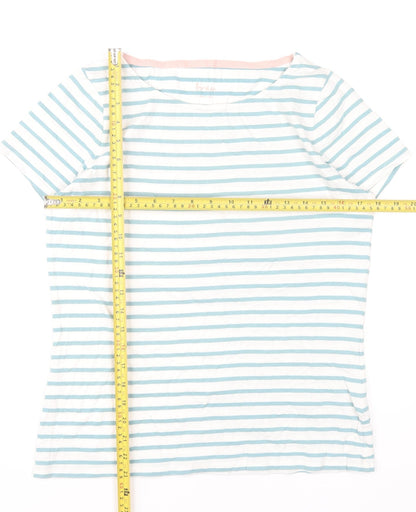 Boden Womens Blue White Striped Cotton T-Shirt UK 12 Short Sleeve