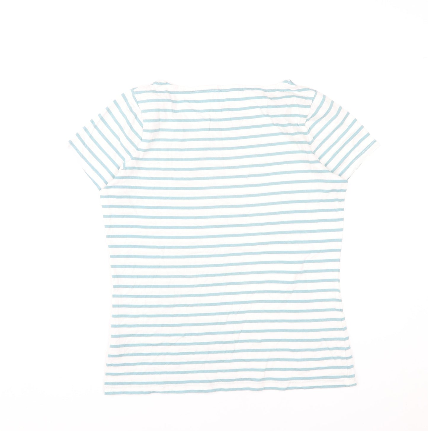 Boden Womens Blue White Striped Cotton T-Shirt UK 12 Short Sleeve