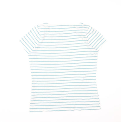 Boden Womens Blue White Striped Cotton T-Shirt UK 12 Short Sleeve