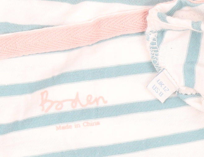 Boden Womens Blue White Striped Cotton T-Shirt UK 12 Short Sleeve