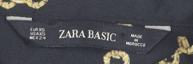 Womens UK Size XS Zara Basic Black Basic Blouse