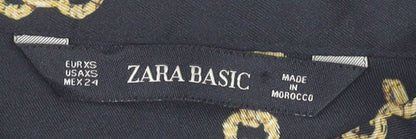 Womens UK Size XS Zara Basic Black Basic Blouse