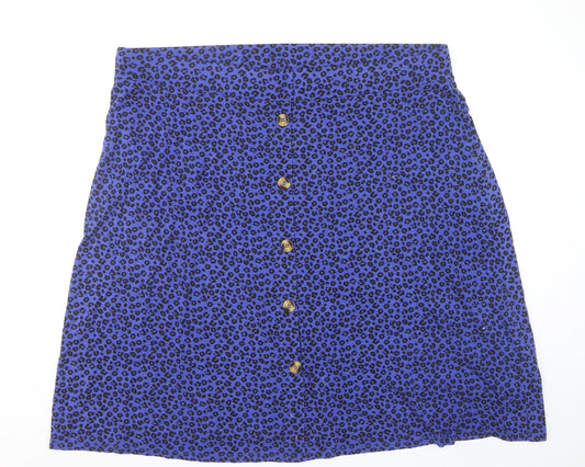 Bonmarché Women’s Blue Leopard Print A-Line Skirt Size 24