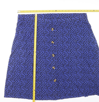 Bonmarché Women’s Blue Leopard Print A-Line Skirt Size 24