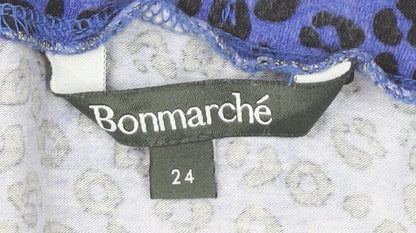 Bonmarché Women’s Blue Leopard Print A-Line Skirt Size 24