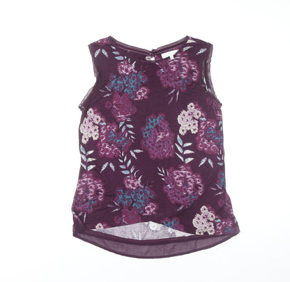 RJR John Rocha Womens Purple Floral Sleeveless Blouse Size 12