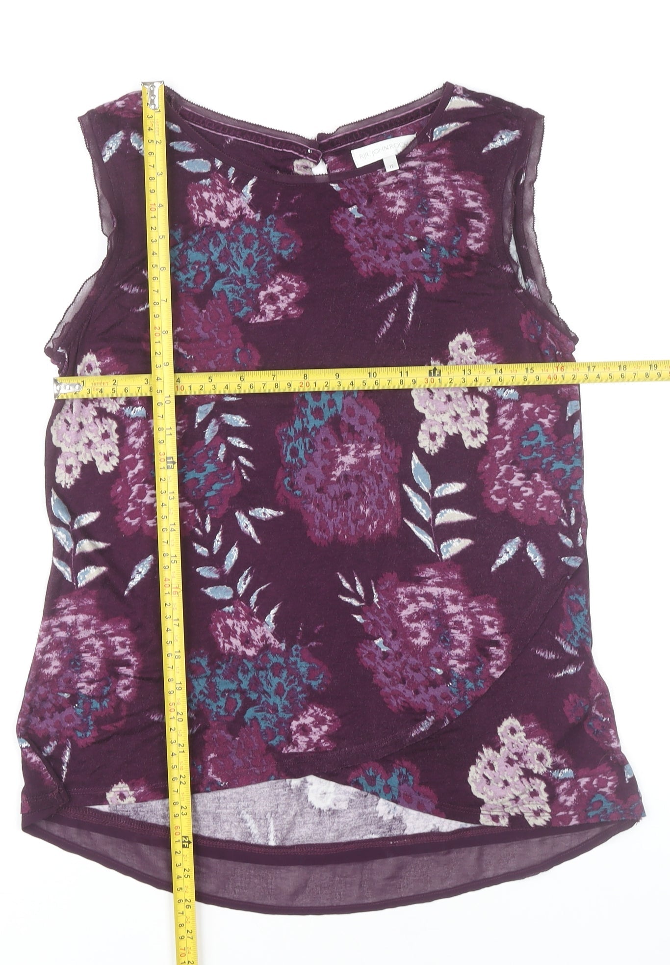 RJR John Rocha Womens Purple Floral Sleeveless Blouse Size 12