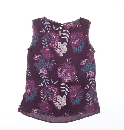 RJR John Rocha Womens Purple Floral Sleeveless Blouse Size 12