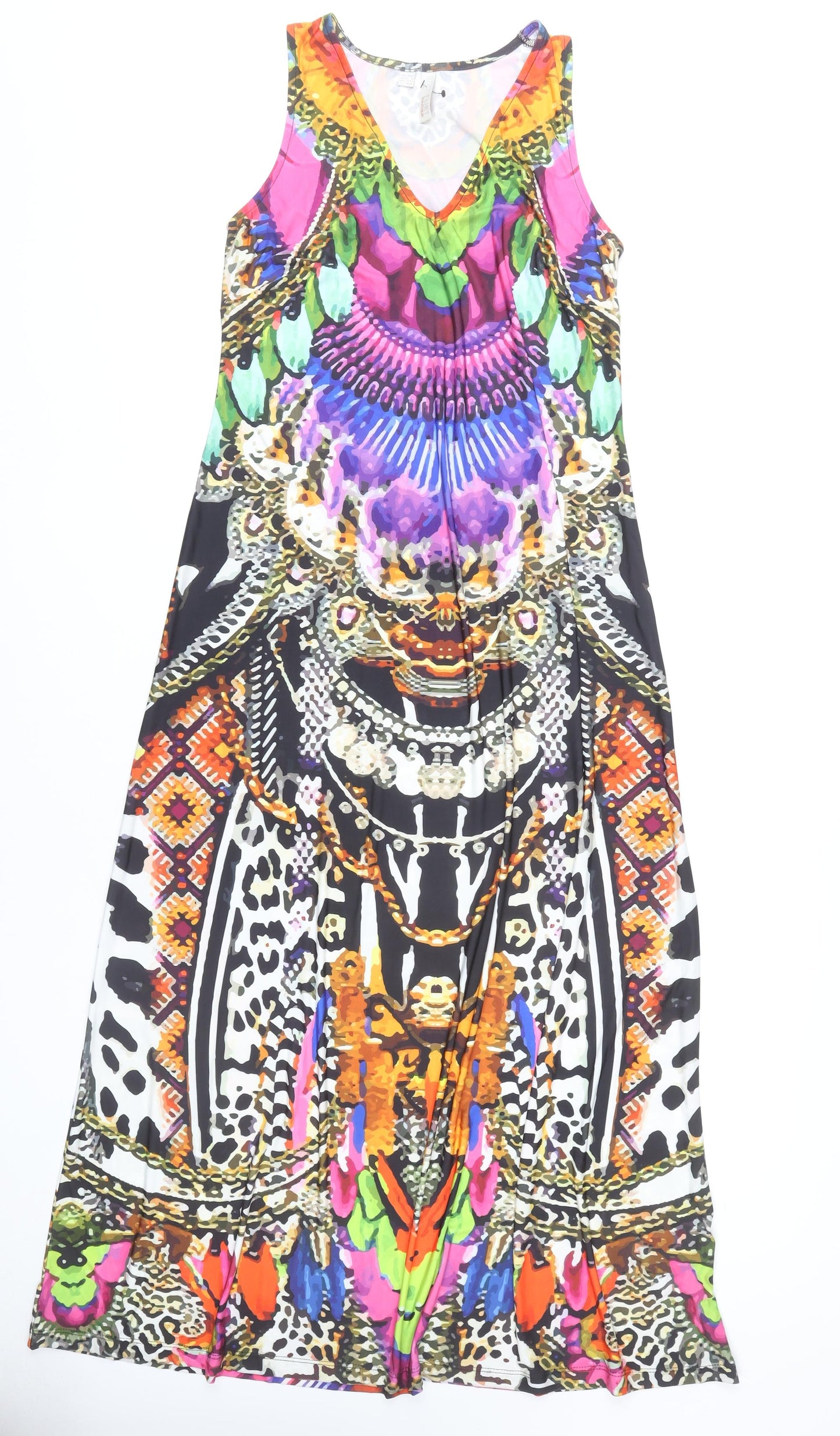 Bodyflirt Boutique Women’s Multicoloured Maxi Dress Size 12 Sleeveless V-Neck