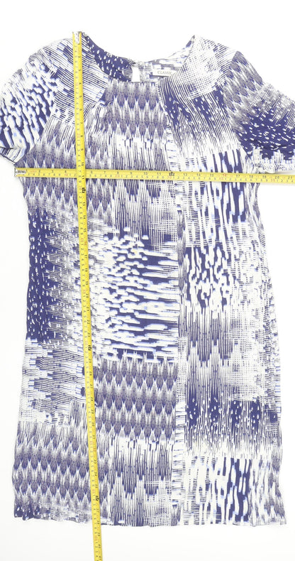Marks and Spencer Womens Blue Geometric Shift Dress Size 14