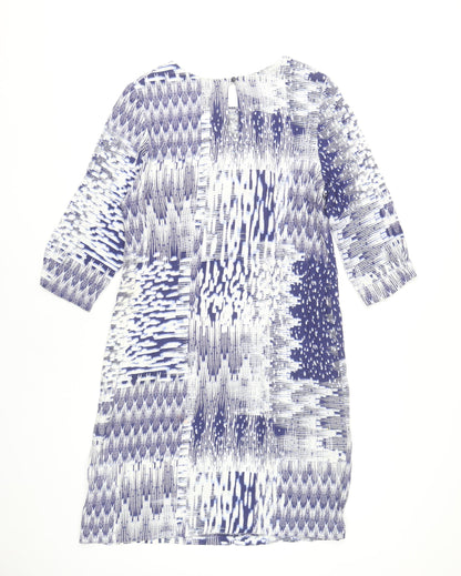 Marks and Spencer Womens Blue Geometric Shift Dress Size 14