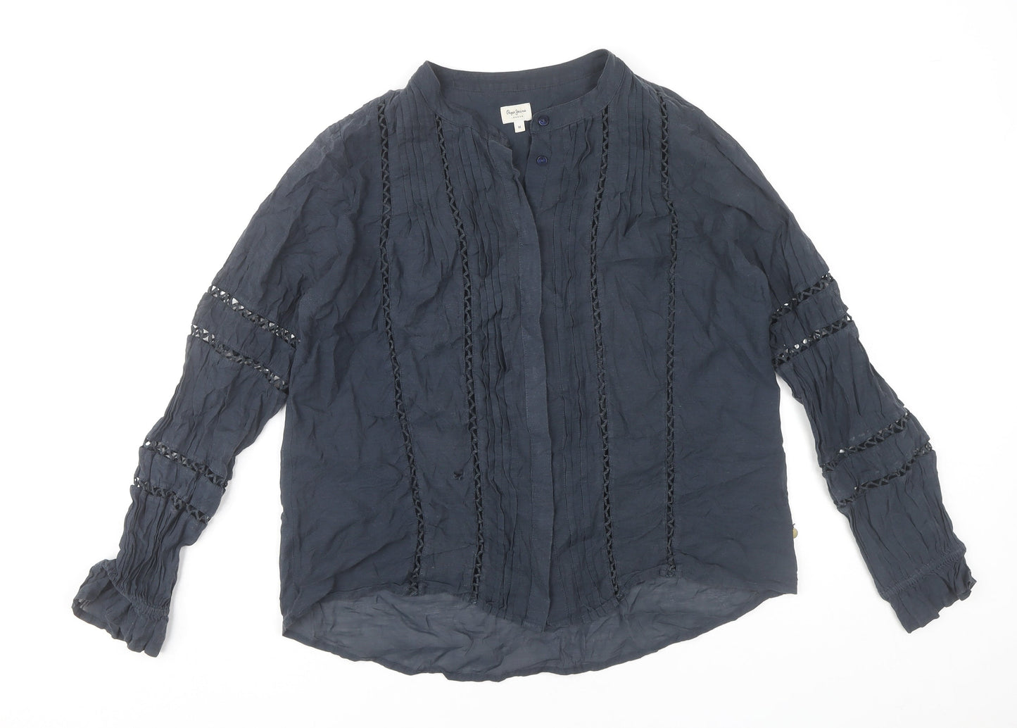 Pepe Jeans Women’s Blue Cotton Boho Blouse Long Sleeve Size M