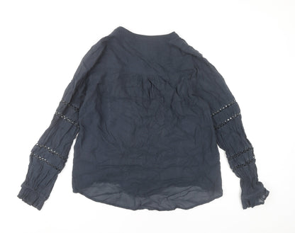 Pepe Jeans Women’s Blue Cotton Boho Blouse Long Sleeve Size M