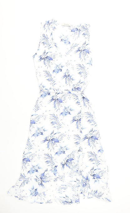 Oasis Women’s White Floral A-Line Sleeveless Dress Size 8