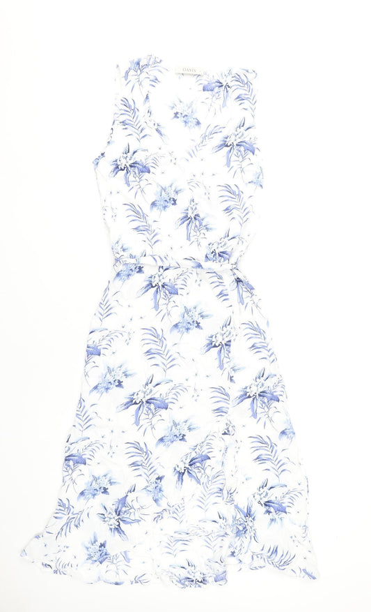 Oasis Women’s White Floral A-Line Sleeveless Dress Size 8