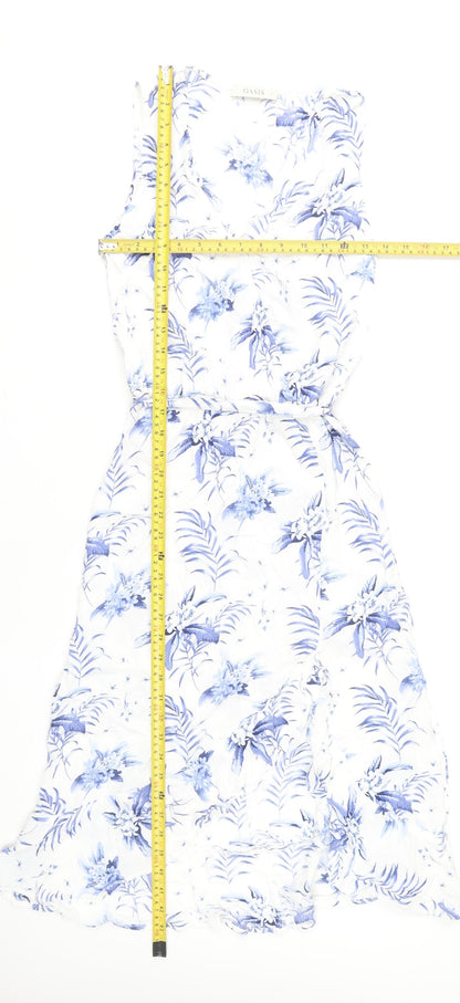 Oasis Women’s White Floral A-Line Sleeveless Dress Size 8