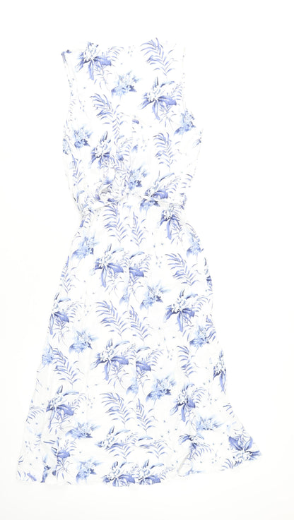 Oasis Women’s White Floral A-Line Sleeveless Dress Size 8