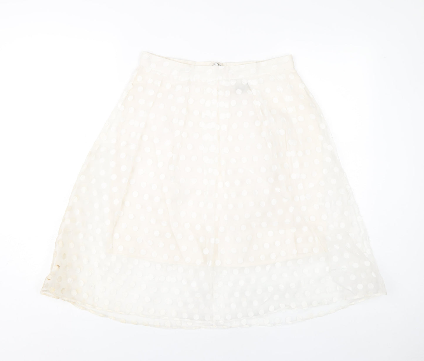 FAI Women’s Ivory A-Line Polka Dot Skirt Size 12 Knee Length