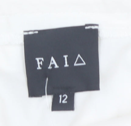 FAI Women’s Ivory A-Line Polka Dot Skirt Size 12 Knee Length