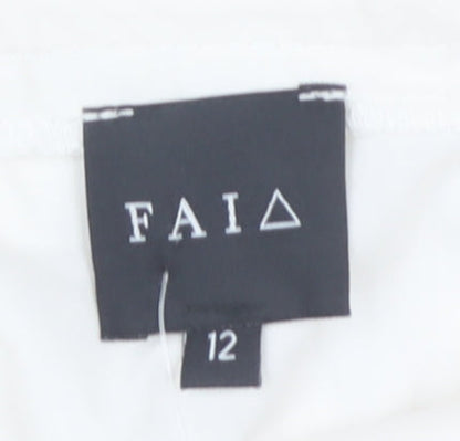 FAI Women’s Ivory A-Line Polka Dot Skirt Size 12 Knee Length